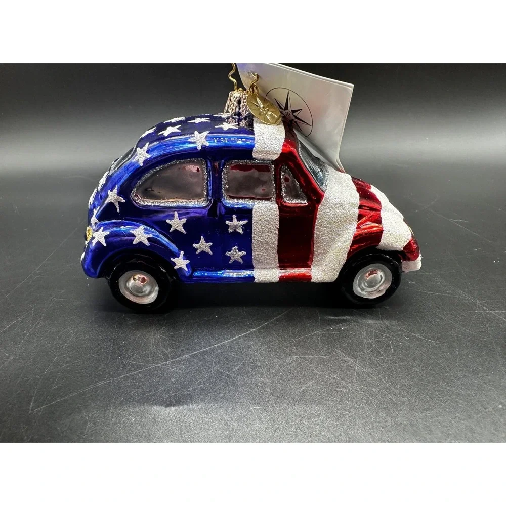2000 Christopher Radko‎ Stars and Stripes VW Bug 00-177-2P Patriotic Ornament